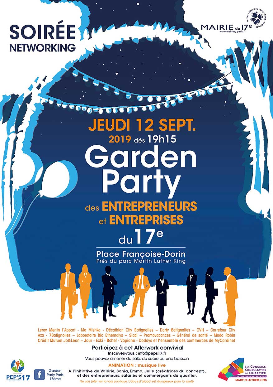 5è Garden Party des entrepreneurs et entreprises. Retrouvez-nous le 12 Septembre 2019 !